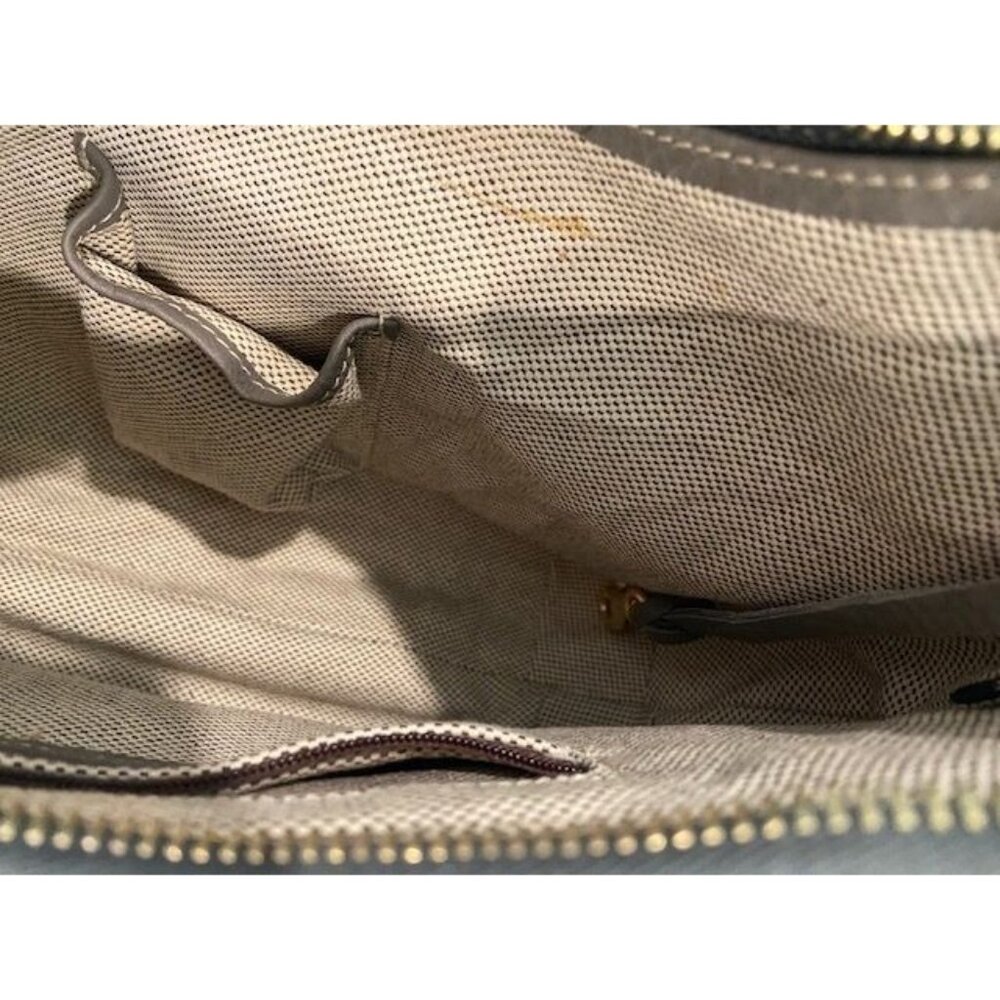 DOONEY AND BOURKE Textured Fabric Taupe/Grey Shoulder Purse Zipper Top - Picture 8 of 8